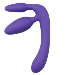 Dreifacher Umschnalldildo in Violett