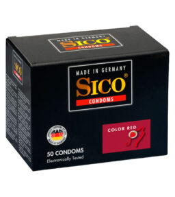 Sico Color Kondome, rot mit Erdbeergeschmack - 50 Condoms