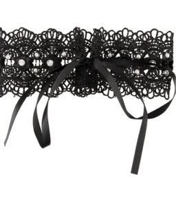 Stickerei-Halsband mit Strass in Schwarz