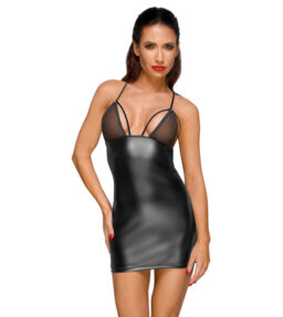 Wetlook Minikleid mit transparenten Cups und Stickerei