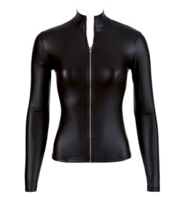 Wetlook Langarm-Top mit Zipper