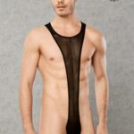 Transparenter Männer-Body - Schwarz