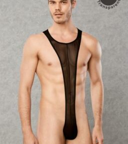 Transparenter Männer-Body - Schwarz