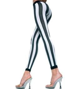 Vertikal gestreifte Leggings - Schwarz/Weiß
