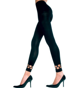 Elastan Leggings mit Häkelbordüre SCHWARZ