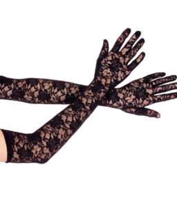 Extra lange Spitzenhandschuhe SCHWARZ
