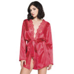 Satin-Robe mit langen Ärmeln - Rot