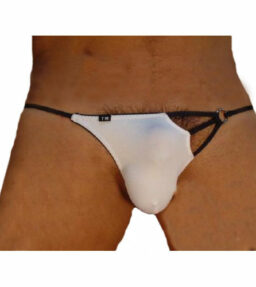 Herrenstring Weiß mit schwarzen Bändern