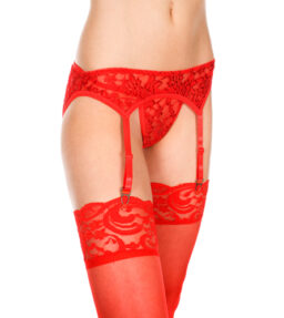 Music Legs – Strapshalter aus roter Spitze mit String