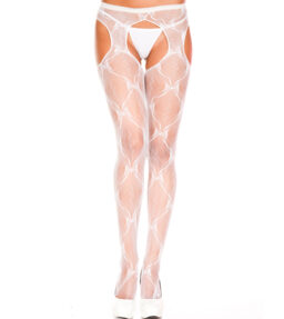 Panty mit offenem Schritt und Schleifenaufdruck - Weiß