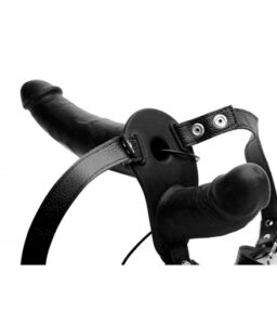 Power Pegger Doppel-Strap-On Vibrator - Schwarz