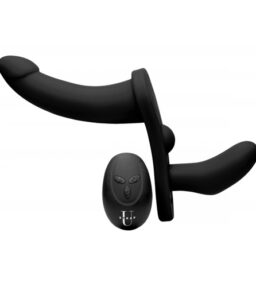 Double Take - Vibrierender Doppel-Umschnalldildo - Schwarz
