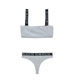 Set mit Crop Top - Grau/Schwarz
