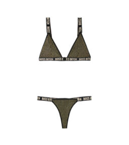Bra Set Bo$$ Bitch - Schwarz/Gold
