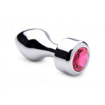 Aluminium Butt Plug mit rosa Kristall - Groß