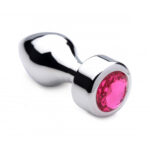 Aluminium Butt Plug mit rosa Kristall - Medium