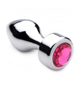 Aluminium Butt Plug mit rosa Kristall - Medium