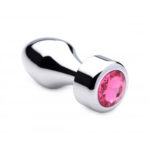 Aluminium Butt Plug mit rosa Kristall - Klein
