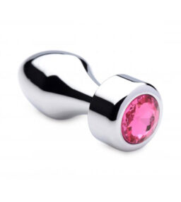 Aluminium Butt Plug mit rosa Kristall - Klein