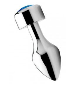 Aluminium Butt Plug mit blauem Kristall - Groß