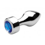 Aluminium Butt Plug mit blauem Kristall - Medium