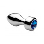 Aluminium Butt Plug mit blauem Kristall - Klein