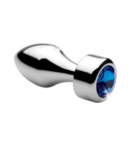 Aluminium Butt Plug mit blauem Kristall - Klein