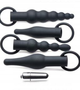 4-teiliges Analplug-Set mit Kugelvibrator