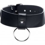 Schwarzes veganes Halsband mit Ring