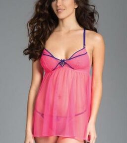 Transparentes Babydoll aus Mesh mit Tanga