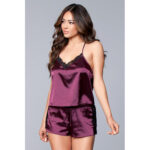 Jasmina Satin-Damenhemdchen und Shorts-Set - Lila