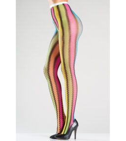 Strumpfhose in Regenbogenfarben mit Zickzackstreifen
