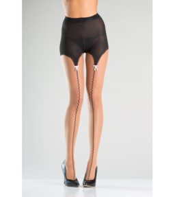Strumpfhose mit Strumpfhaltergürtel-Look und Schleifen