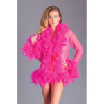 Kimono mit Federn - pink