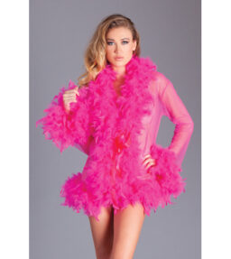 Kimono mit Federn - pink
