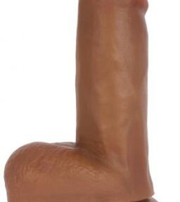 Realistischer Dildo mit Saugnapf und Hodensack - Braun