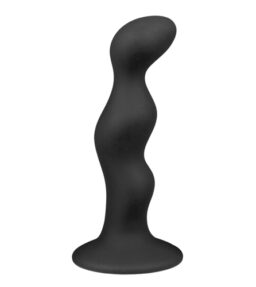 Ribbed Black Silicone Dildo