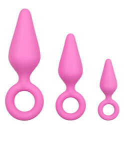Satz rosa Analplugs mit Zugring