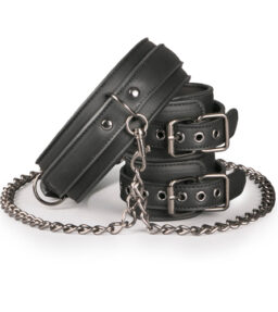 Lederhalsband mit Handgelenkmanschetten