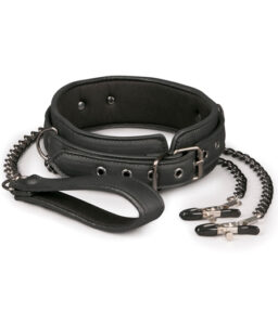Lederhalsband mit Nippelketten