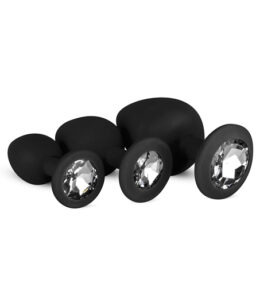 Analplug aus Silikon mit Diamant - Schwarz