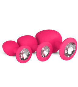 Analplug aus Silikon mit Diamant - pink