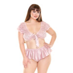 Spitzen-Set mit gebundenem Oberteil - Rosa