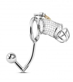 Penis-Käfig aus Metall mit Analhaken
