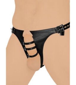 Sexy Harness-String aus Leder mit 3 Penisgurten