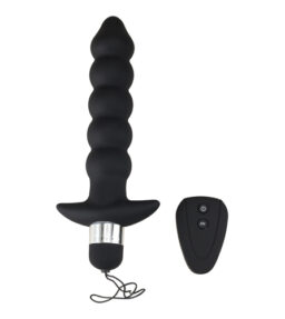 Vibrierende Analplug & Analkugeln, Schwarz mit kabelloser Fernbedienung