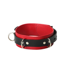 Halsband aus Leder in Schwarz-Rot